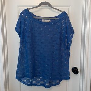 Vintage Havana Blue Knit Short Sleeve Sweater